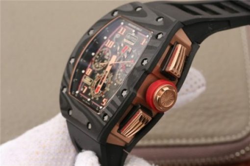Replica Richard Mille RM011 NTPT Lotus F1 Team RG Chronograph KVF Crystal Skeleton Dial Red Black Rubber Strap A7750 - Image 5