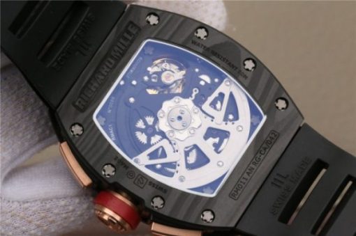 Replica Richard Mille RM011 NTPT Lotus F1 Team RG Chronograph KVF Crystal Skeleton Dial Red Black Rubber Strap A7750 - Image 6