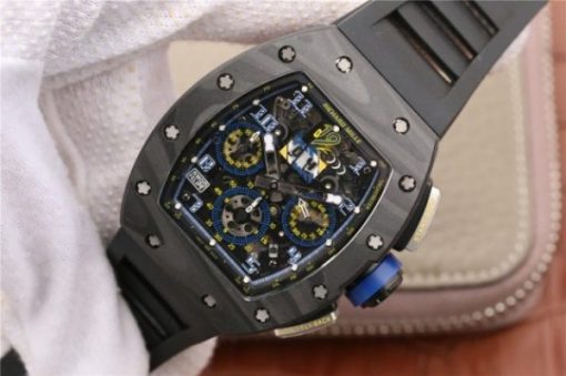 Replica Richard Mille RM011 SS Felipe Massa 10th Anniversary KVF Crystal Skeleton Dial Blue Black Rubber Strap A7750 - Image 2
