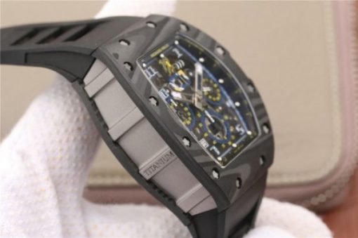 Replica Richard Mille RM011 SS Felipe Massa 10th Anniversary KVF Crystal Skeleton Dial Blue Black Rubber Strap A7750 - Image 4