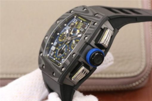 Replica Richard Mille RM011 SS Felipe Massa 10th Anniversary KVF Crystal Skeleton Dial Blue Black Rubber Strap A7750 - Image 5