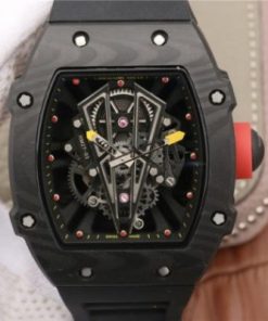 Replica Richard Mille RM027-03 Full Black Carbon Skeleton Dial Black Rubber Strap 6T51