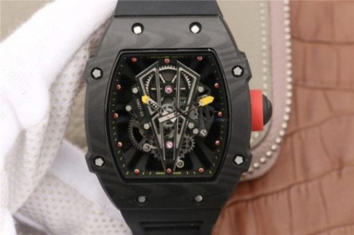 Replica Richard Mille RM027-03 Full Black Carbon Skeleton Dial Black Rubber Strap 6T51