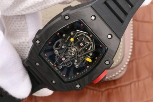 Replica Richard Mille RM027-03 Full Black Carbon Skeleton Dial Black Rubber Strap 6T51 - Image 2