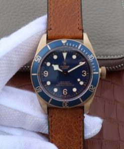 Replica Tudor Heritage Black Bay Bronze Blue ZF Aged Brown Leather Strap A2824