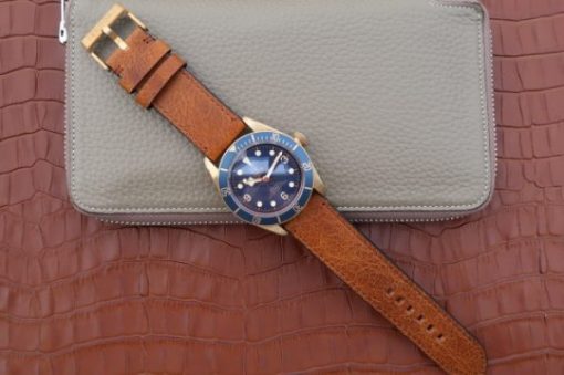 Replica Tudor Heritage Black Bay Bronze Blue ZF Aged Brown Leather Strap A2824 - Image 8