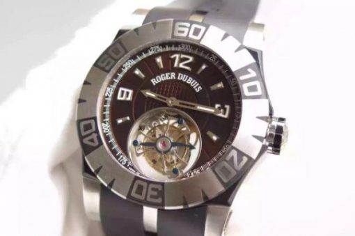 Replica Roger Dubuis  Tourbillion SS Brown Dial Black Rubber Strap - Image 2