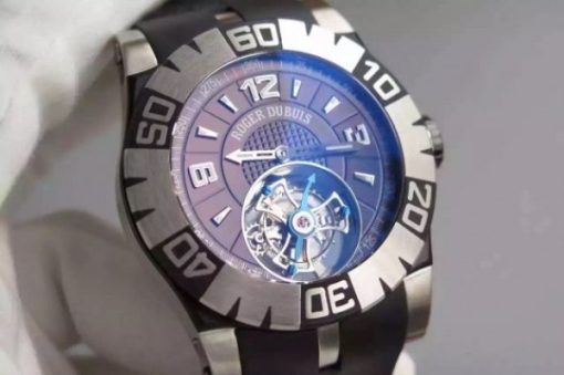 Replica Roger Dubuis  Tourbillion SS Brown Dial Black Rubber Strap - Image 4