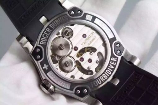 Replica Roger Dubuis  Tourbillion SS Brown Dial Black Rubber Strap - Image 7
