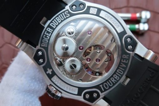 Replica Roger Dubuis Tourbillion SS White Dial Black Rubber Strap - Image 6