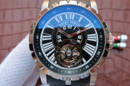 Replica Roger Dubuis  Tourbillion SS Black Dial Roman Numerals Rubber Strap - Image 3