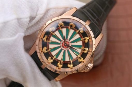 Replica Roger Dubuis Excalibur Knights of the Round Table II RG Checkerboard Dial Leather Strap MIYOTA 6T15 - Image 2