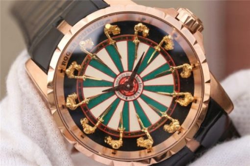 Replica Roger Dubuis Excalibur Knights of the Round Table II RG Checkerboard Dial Leather Strap MIYOTA 6T15 - Image 3