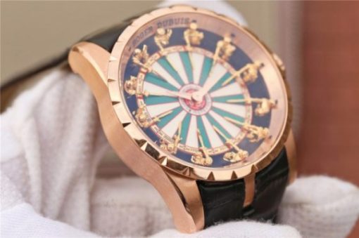 Replica Roger Dubuis Excalibur Knights of the Round Table II RG Checkerboard Dial Leather Strap MIYOTA 6T15 - Image 8
