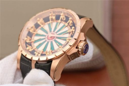 Replica Roger Dubuis Excalibur Knights of the Round Table II RG Checkerboard Dial Leather Strap MIYOTA 6T15 - Image 9