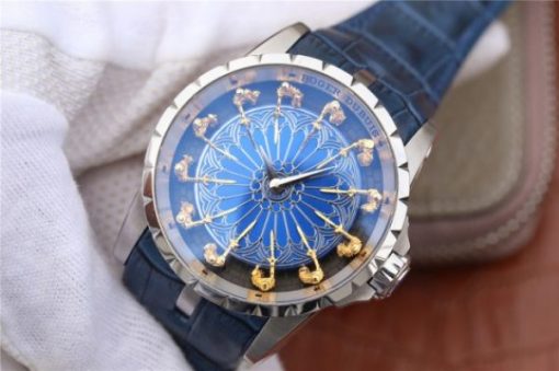 Replica Roger Dubuis Excalibur Knights of the Round Table II SS Blue Dial Leather Strap MIYOTA 6T15 - Image 2