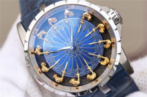 Replica Roger Dubuis Excalibur Knights of the Round Table II SS Blue Dial Leather Strap MIYOTA 6T15 - Image 3