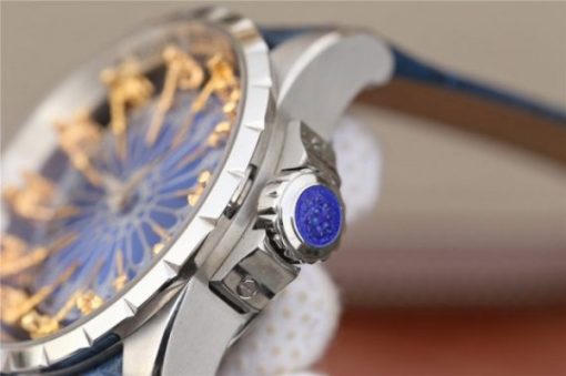 Replica Roger Dubuis Excalibur Knights of the Round Table II SS Blue Dial Leather Strap MIYOTA 6T15 - Image 10