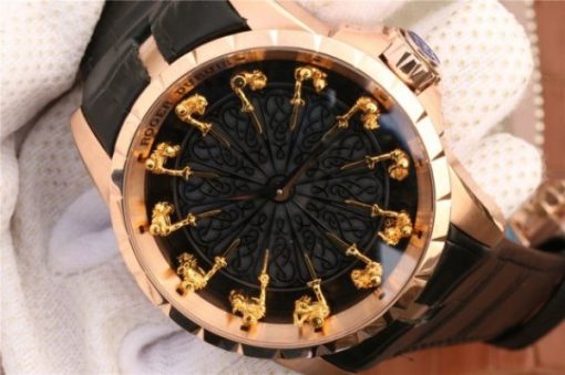 Replica Roger Dubuis Excalibur Knights of the Round Table II RG Black Dial Leather Strap MIYOTA 6T15 - Image 3
