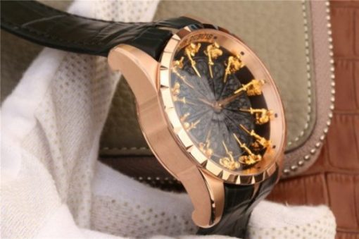 Replica Roger Dubuis Excalibur Knights of the Round Table II RG Black Dial Leather Strap MIYOTA 6T15 - Image 7