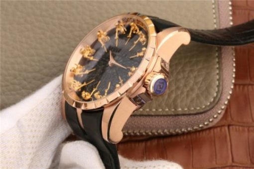 Replica Roger Dubuis Excalibur Knights of the Round Table II RG Black Dial Leather Strap MIYOTA 6T15 - Image 8