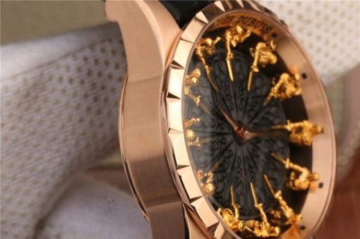 Replica Roger Dubuis Excalibur Knights of the Round Table II RG Black Dial Leather Strap MIYOTA 6T15 - Image 9