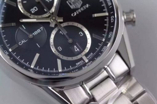 Replica Tag Heuer Carrera CAL1887 Chronograph SS Black Dial SS Bracelet CAL1887 - Image 2