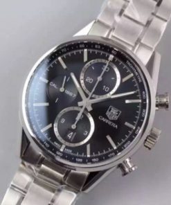 Replica Tag Heuer Carrera CAL1887 Chronograph SS Black Dial SS Bracelet CAL1887