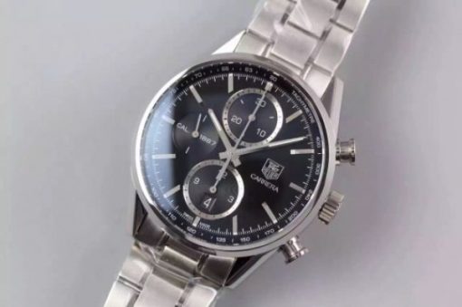 Replica Tag Heuer Carrera CAL1887 Chronograph SS Black Dial SS Bracelet CAL1887