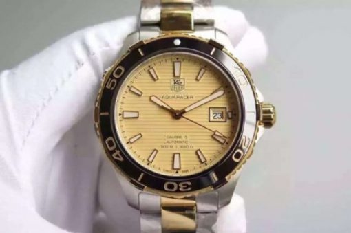 Replica Tag Heuer Aquaracer Calibre 5 SS/YG Yellow Gold Dial SS/YG Bracelet A2824