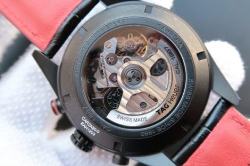 Replica Tag Heuer Carrera Calibre 1887 PVD V6 Ceramic Bezel Black Dial Black Leather Strap CAL1887 - Image 5