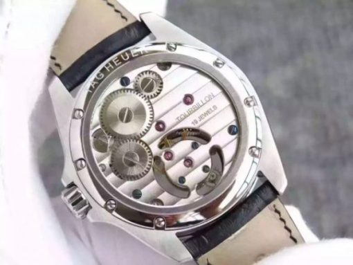 Replica Tag Heuer Pendulum  Tourbillon Black Dial Black Leather Strap - Image 6