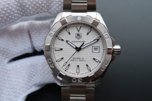 Replica Tag Heuer Aquaracer Calibre 5 300M SS White Dial SS Bracelet A2824