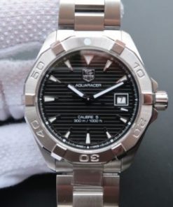 Replica Tag Heuer Aquaracer Calibre 5 300M SS Black Dial SS Bracelet A2824