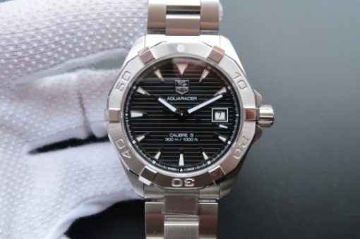 Replica Tag Heuer Aquaracer Calibre 5 300M SS Black Dial SS Bracelet A2824