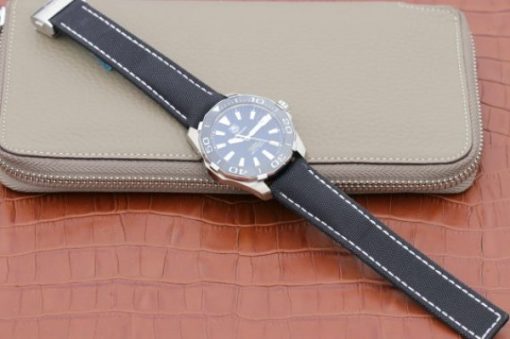 Replica Tag Heuer Aquaracer Calibre 5 SS V6 Black Textured Dial Black Nylon Strap A2824 - Image 8