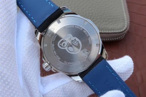 Replica Tag Heuer Aquaracer Calibre 5 SS Blue Ceramic Bezel V6 Black Dial Black Nylon Strap A2824 - Image 6