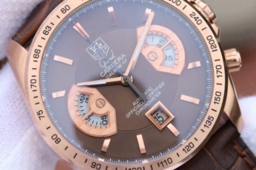 Replica Tag Heuer Grand Carrera Chronograph Rose Gold Calibre 17 Brown Dial A7750 - Image 2