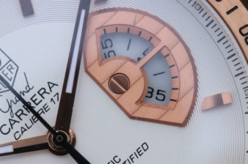 Replica Tag Heuer Grand Carrera Chronograph Rose Gold Calibre 17 White Dial A7750 - Image 3