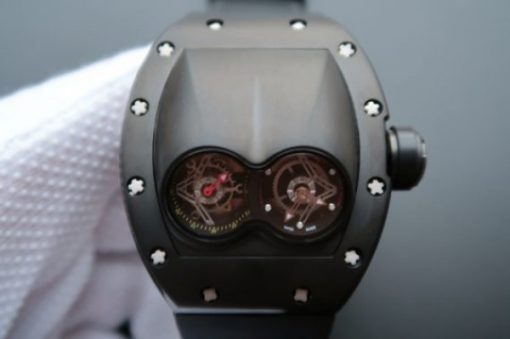 Replica Richard Mille RM053 PVD Fake Tourbillon Skeleton Dial Black Rubber Strap A2824