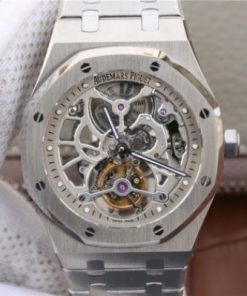 Replica Audemars Piguet Royal Oak Tourbillon Extra-Thin Openworked SS Skeleton Dial SS Bracelet