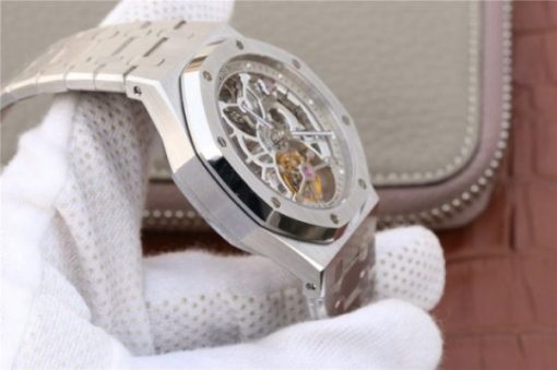 Replica Audemars Piguet Royal Oak Tourbillon Extra-Thin Openworked SS Skeleton Dial SS Bracelet - Image 4