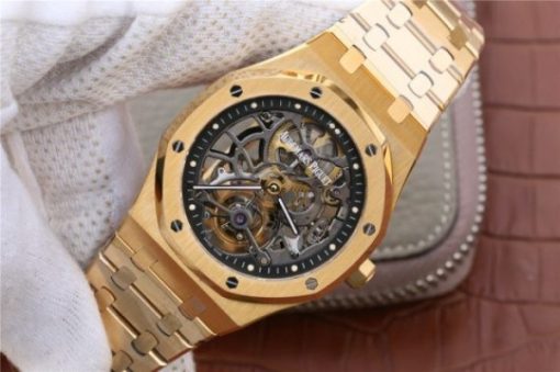 Replica Audemars Piguet Royal Oak Tourbillon Extra-Thin Openworked YG Skeleton Dial YG Bracelet - Image 2