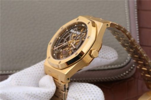 Replica Audemars Piguet Royal Oak Tourbillon Extra-Thin Openworked YG Skeleton Dial YG Bracelet - Image 5