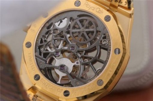 Replica Audemars Piguet Royal Oak Tourbillon Extra-Thin Openworked YG Skeleton Dial YG Bracelet - Image 6