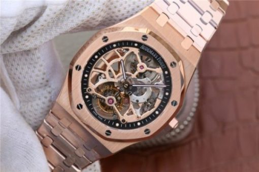 Replica Audemars Piguet Royal Oak Tourbillon Extra-Thin Openworked RG Skeleton Dial RG Bracelet - Image 2
