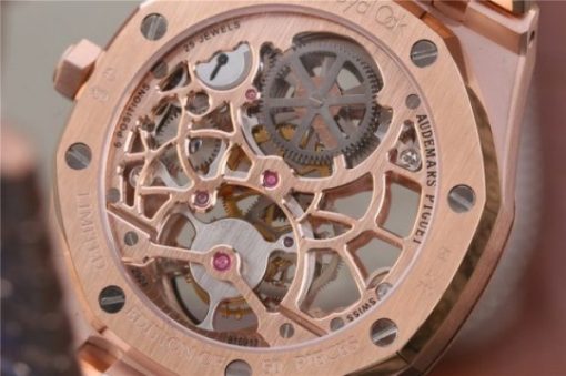 Replica Audemars Piguet Royal Oak Tourbillon Extra-Thin Openworked RG Skeleton Dial RG Bracelet - Image 6
