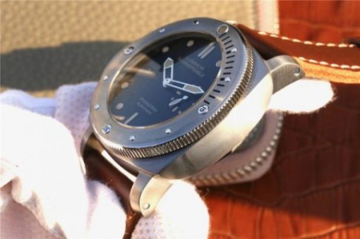 Replica Panerai PAM569 Titanium XF Brown Thick Leather Strap P9000 - Image 5