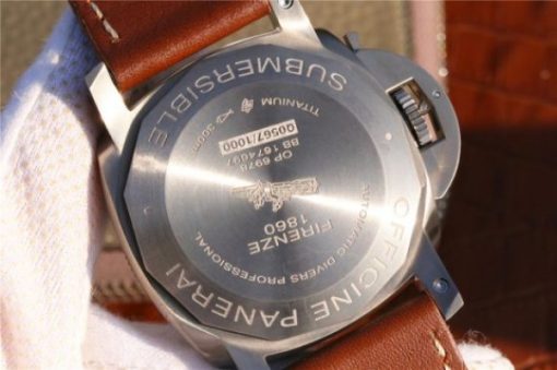 Replica Panerai PAM569 Titanium XF Brown Thick Leather Strap P9000 - Image 6