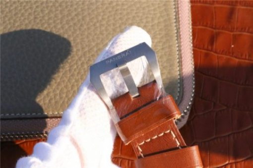 Replica Panerai PAM569 Titanium XF Brown Thick Leather Strap P9000 - Image 7